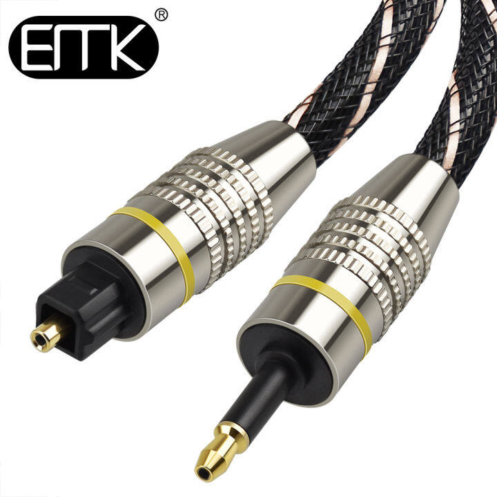 EMK Digital Sound Toslink TO MINI สาย Toslink 3.5 มิลลิเมตร SPDIF สายเคเบิลออปติคอล 3.5 ไปยังอะแดปเตอร์เคเบิ้ลเสียง (1เมตร)