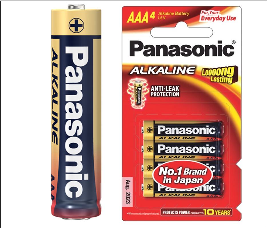 Panasonic ถ่านอัลคาไลน์ ขนาด AAA LR03T/4B (แพ็ค 4 ก้อน)