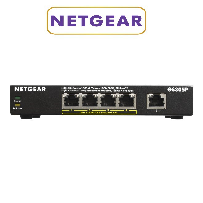NETGEAR 5-Port Gigabit Ethernet Unmanaged Switch(GS305P-100PES) :9Y