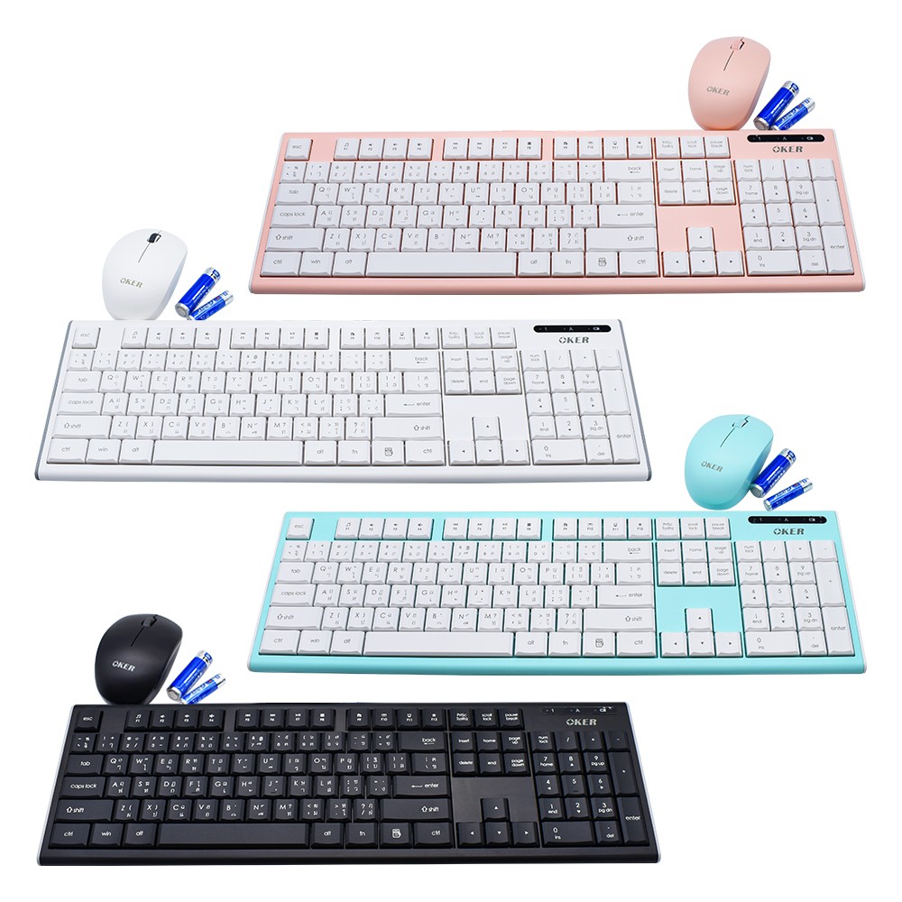 Keyboard +Mouse Wireless OKER K7500 คละสี :1Y