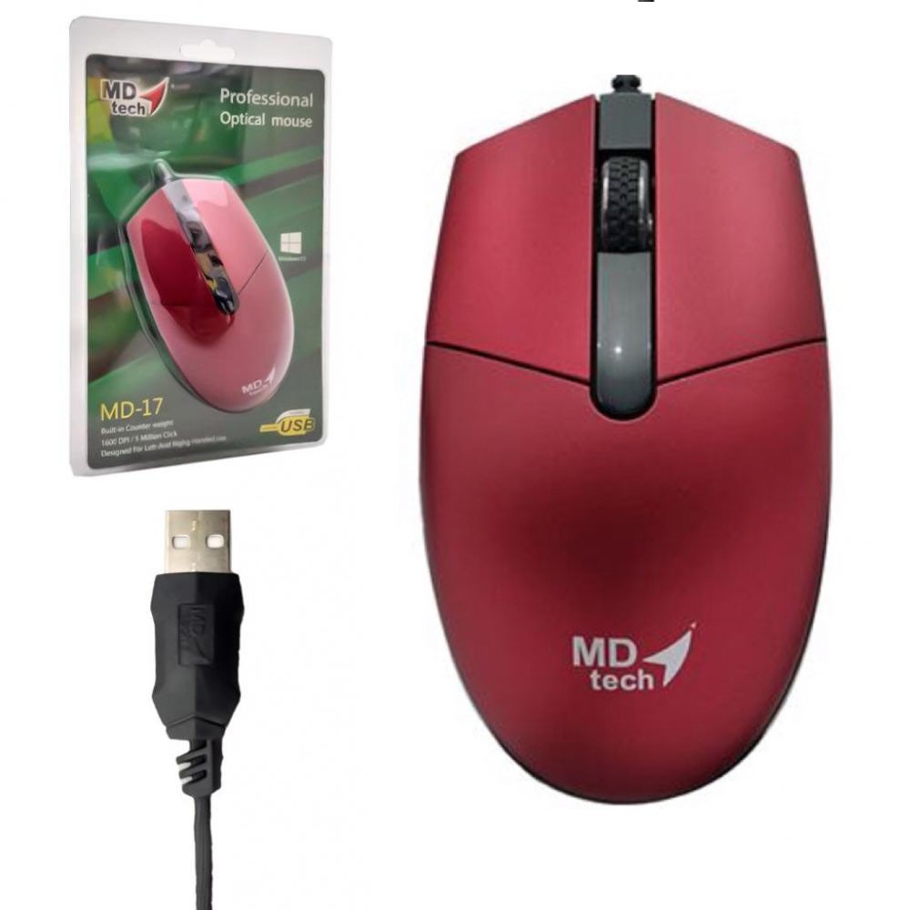 Mouse  MD-TECH Optical USB: MD-17 Red :1Y