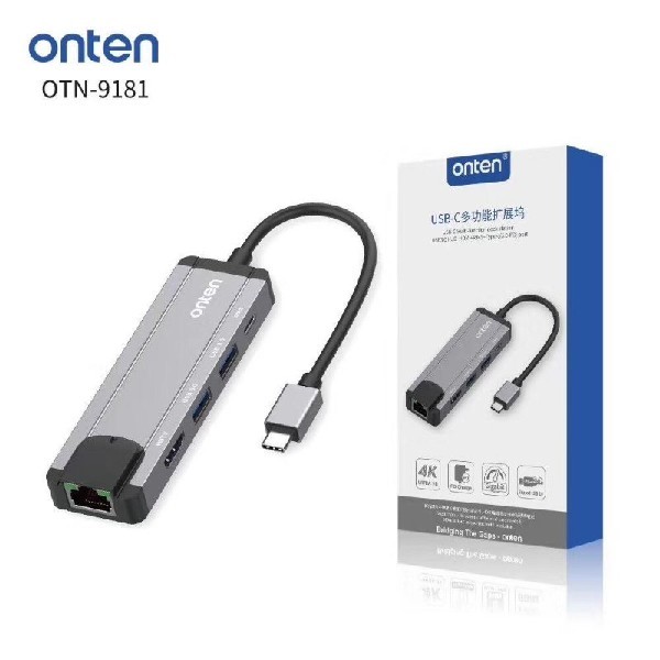 Onten USB Type C To Mutifuntion ( USB HUB + Lan+HDMI+Type C)  (OTN9181) :1Y