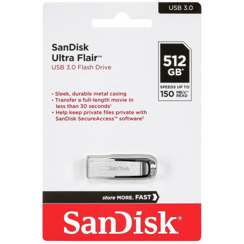 Flash Drive 512GB Sandisk Ultra Flair USB 3.0 (SDCZ73-512G-G46):5Y