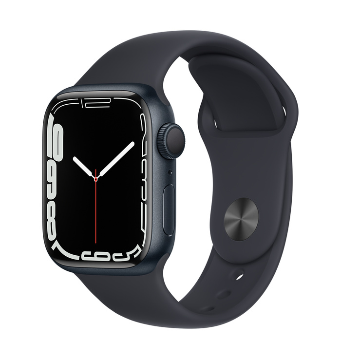 Apple Watch Series 7 GPS, 41mm Midnight Aluminium Case with Midnight Sport Band - Regular