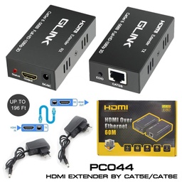 HDMI Extender to RJ45 Over Cat 5e/6 Network LAN Ethernet Adapter 60 เมตร GLINK (PC044) :1Y